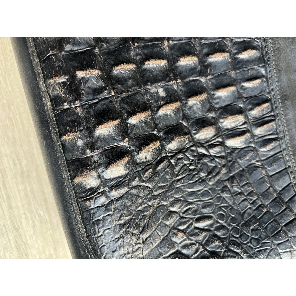 Brahmin Vintage Crossbody Bag Black Croc Embossed Leather Adjustable Strap - Picture 8 of 12